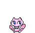 An animated gif of the Pokemon Mew, with hearts popping on top of them.